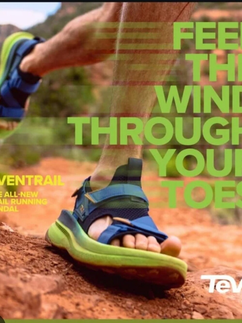 Teva Aventrail Hike Running Neon Green Blue Velcro Strap Sandal NEW